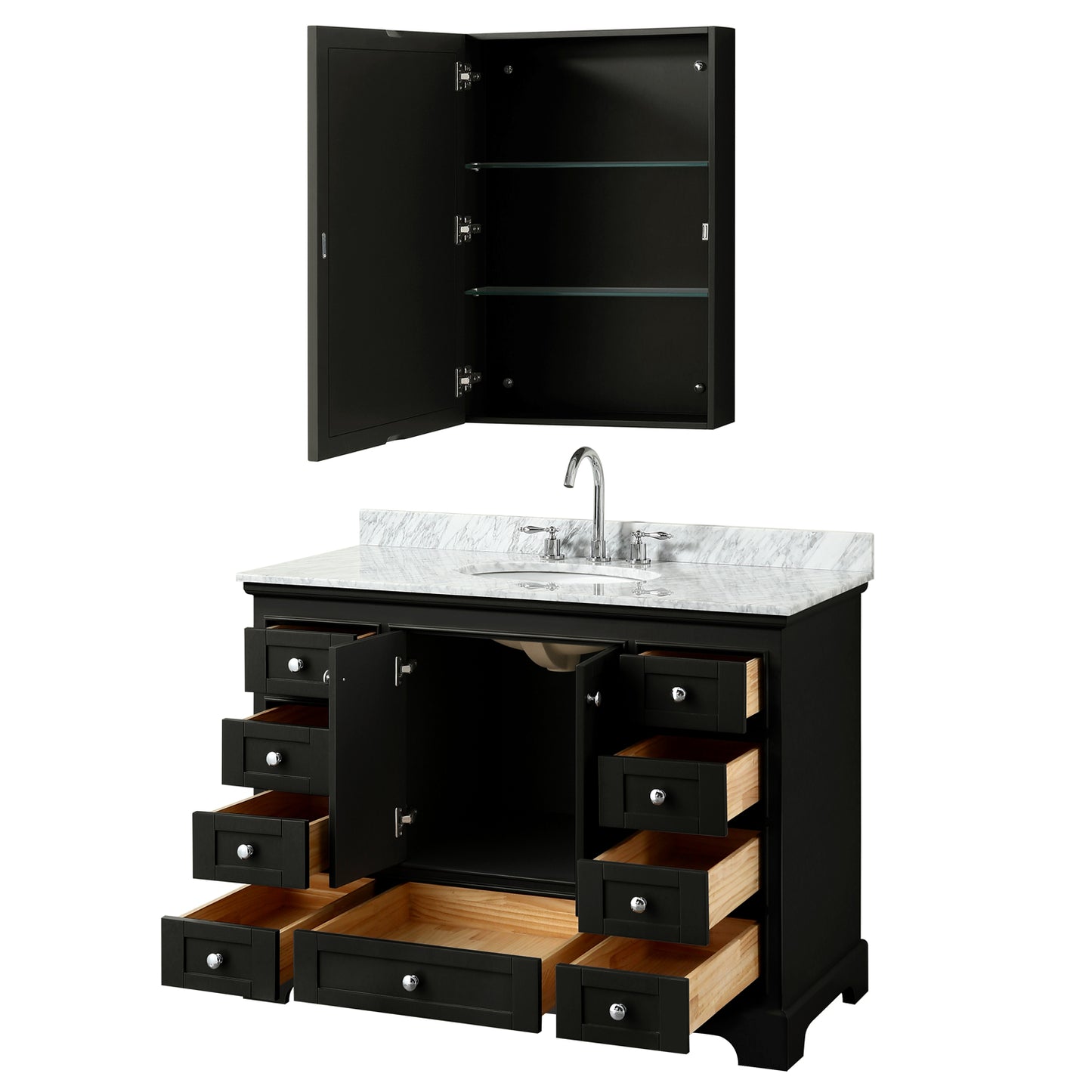 Deborah 48" Single Vanity in Dark Espresso, Top, Oval Sink, Medicine Cabinet