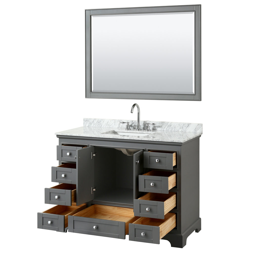 Deborah 48" Single Vanity in Dark Gray, Top, Square Sink, 46" Mirror