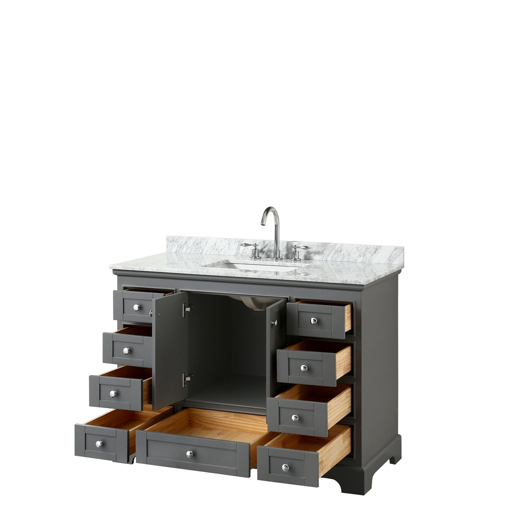 Deborah 48" Single Vanity in Dark Gray, Top, Square Sink, No Mirror