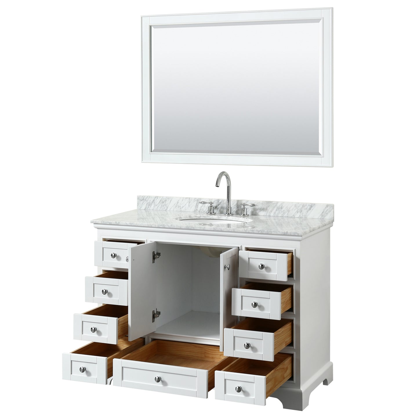 Deborah 48" Single Vanity in White, Top, Oval Sink, 46" Mirror
