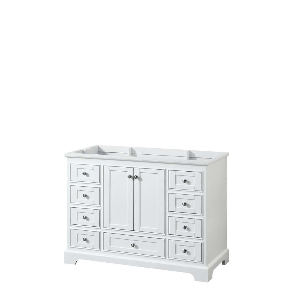 Deborah 48" Single Vanity in White, No Top, No Sink, No Mirror