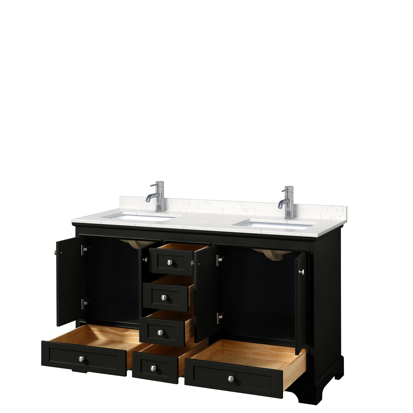 Deborah 60" Double Vanity in Dark Espresso, Carrara Cultured Marble Top, Sinks