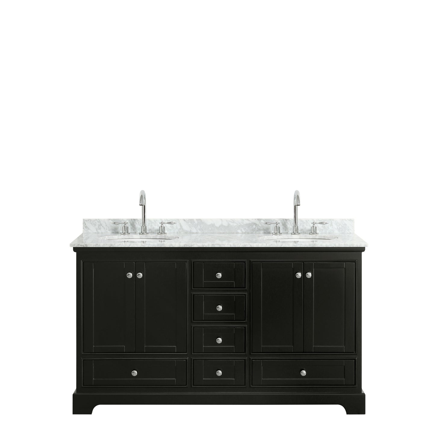 Deborah 60" Double Vanity in Dark Espresso, Top, Oval Sinks, No Mirrors