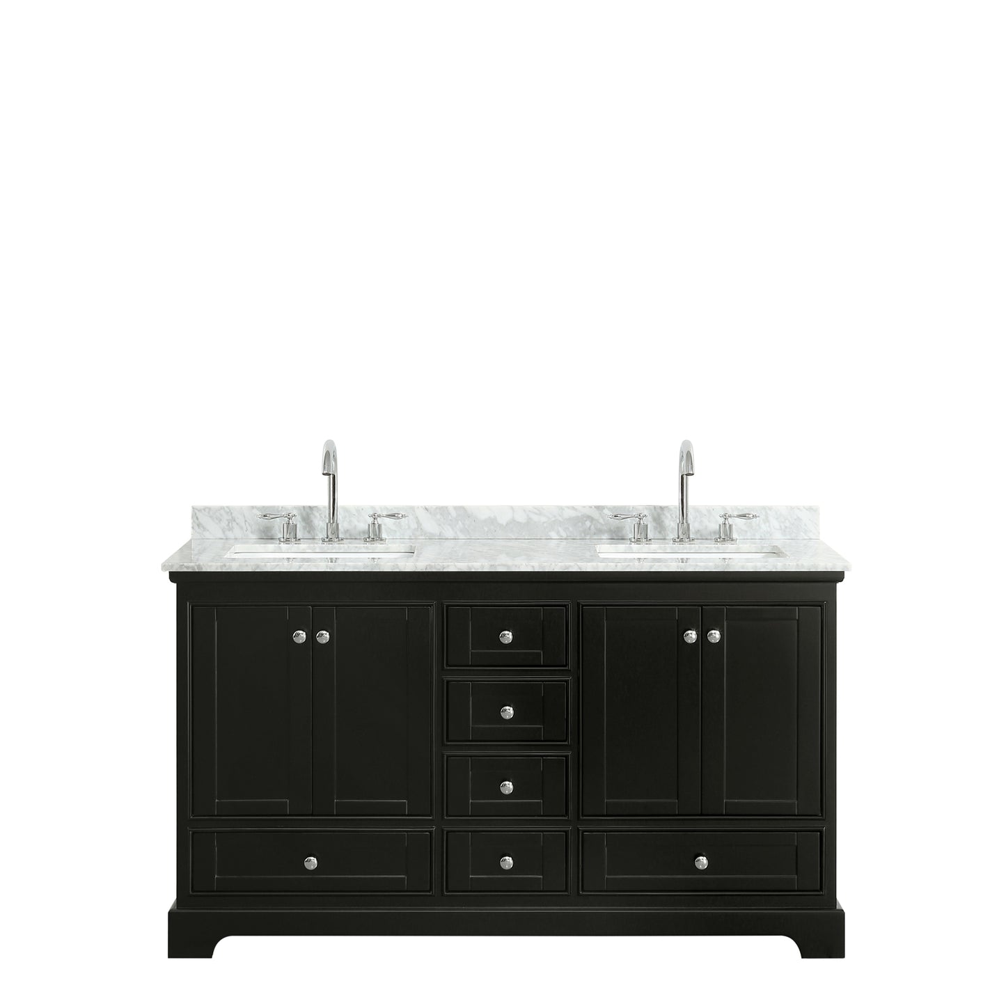 Deborah 60" Double Vanity in Dark Espresso, Top, Square Sinks, No Mirrors