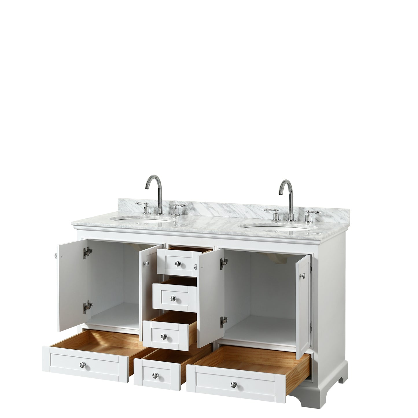 Deborah 60" Double Vanity in White, Top, Oval Sinks, No Mirrors