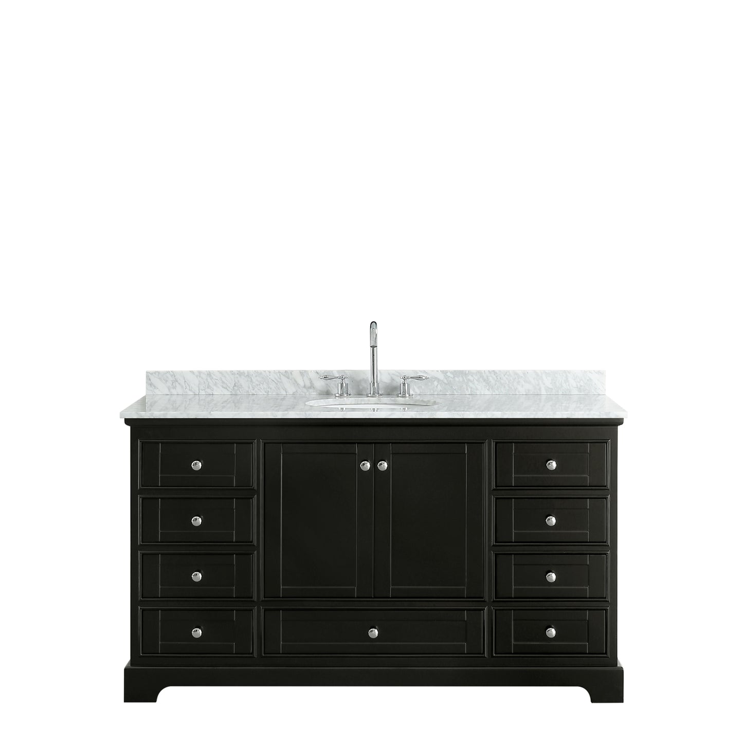 Deborah 60" Single Vanity in Dark Espresso, Top, Oval Sink, No Mirror
