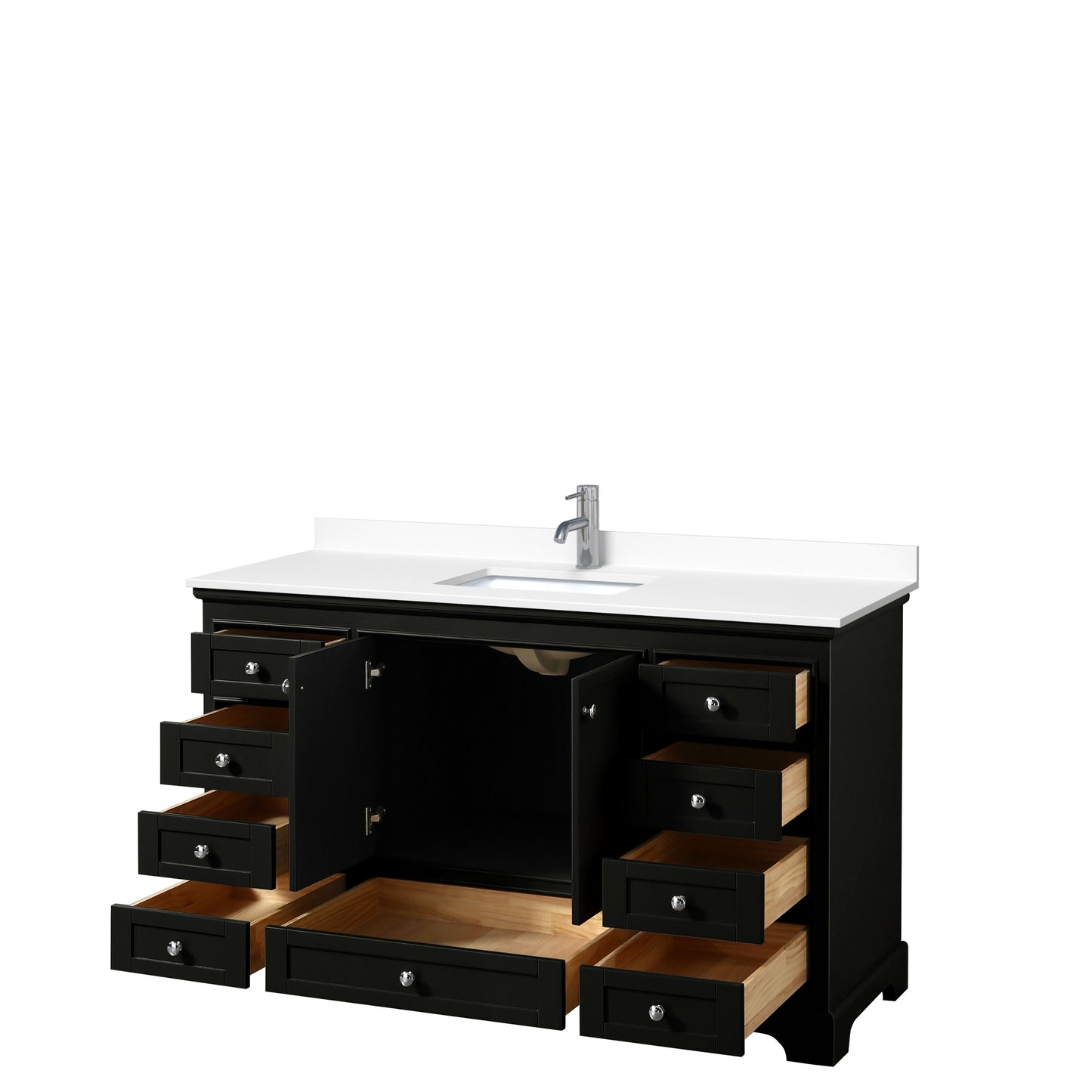 Deborah 60" Single Vanity in Dark Espresso, White Cultured Marble Top, Sink