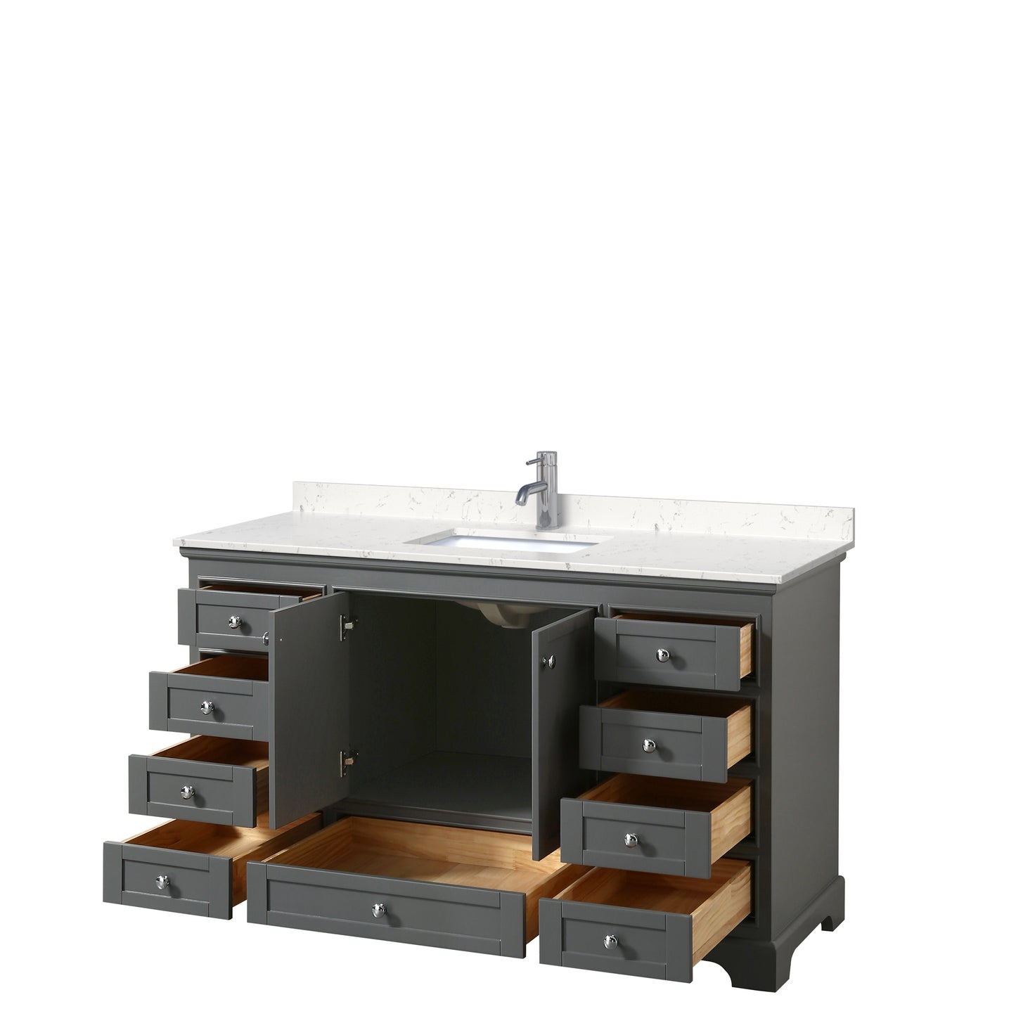 Deborah 60" Single Vanity in Dark Gray, Carrara Cultured Marble Top, Sink