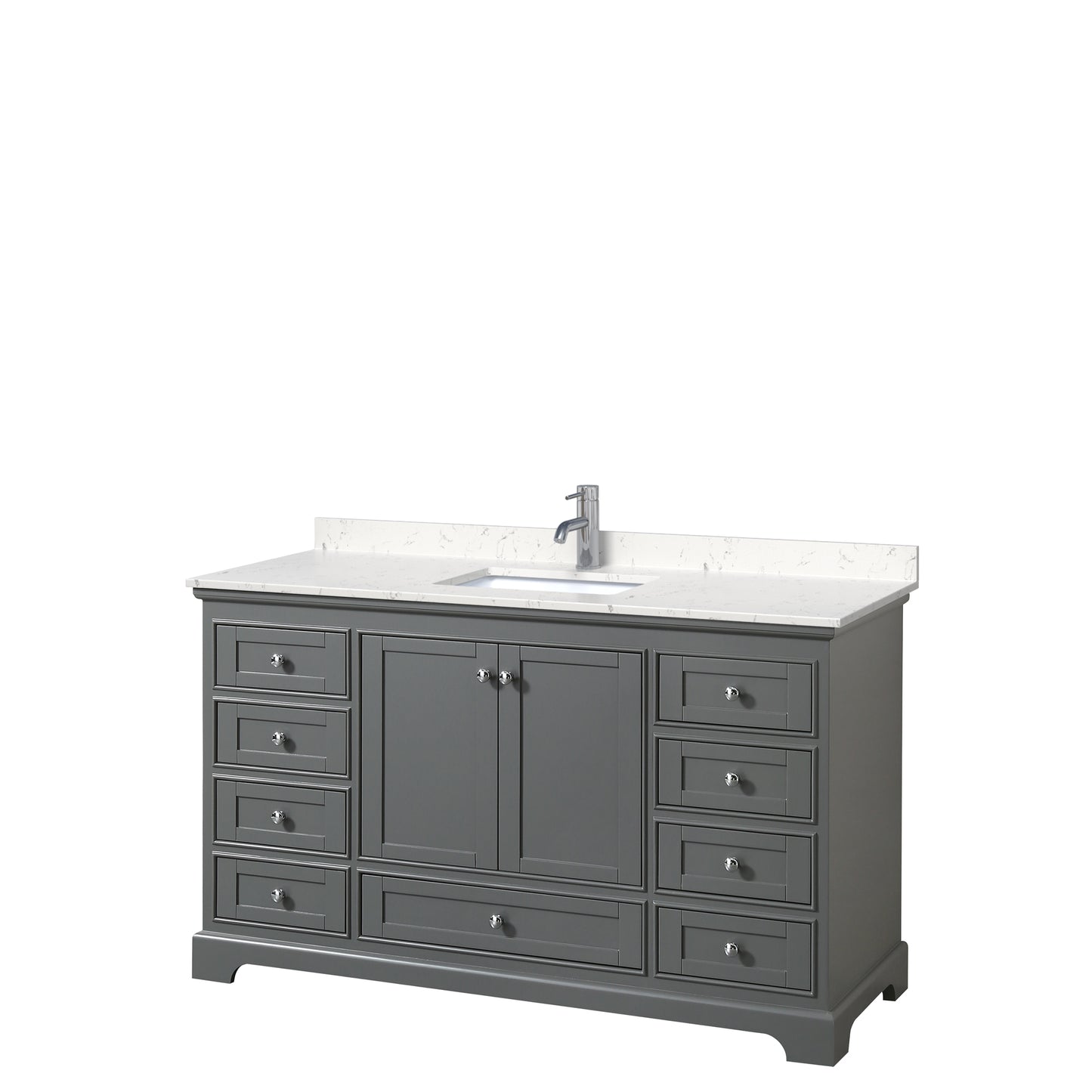 Deborah 60" Single Vanity in Dark Gray, Carrara Cultured Marble Top, Sink