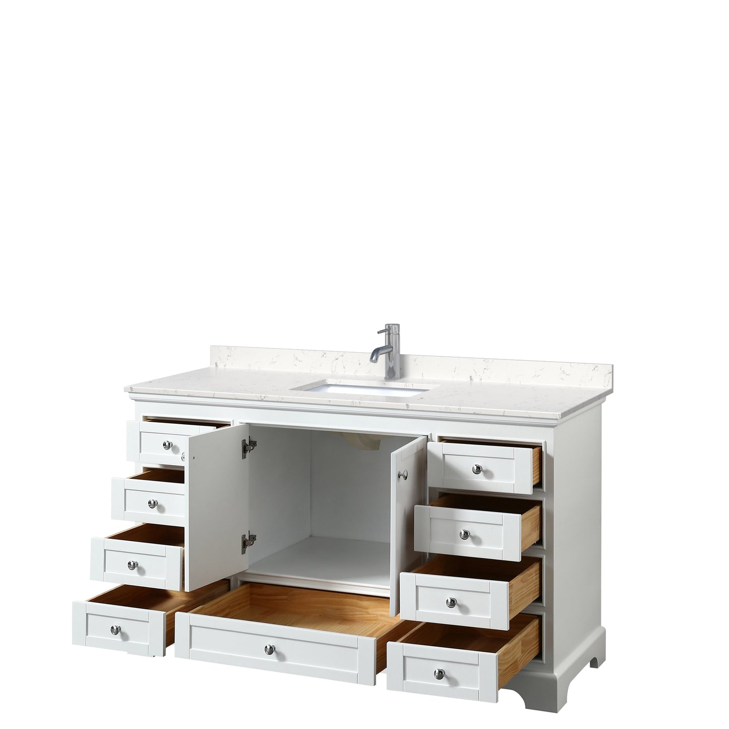 Deborah 60" Single Vanity in White, Carrara Cultured Marble Top, Sink