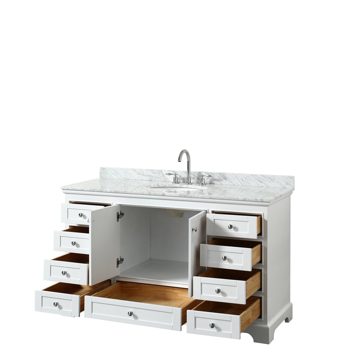 Deborah 60" Single Vanity in White, Top, Oval Sink, No Mirror