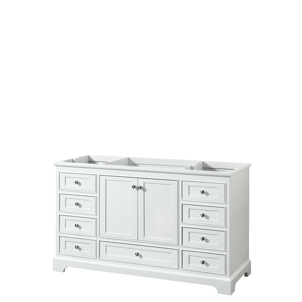 Deborah 60" Single Vanity in White, No Top, No Sink, No Mirror