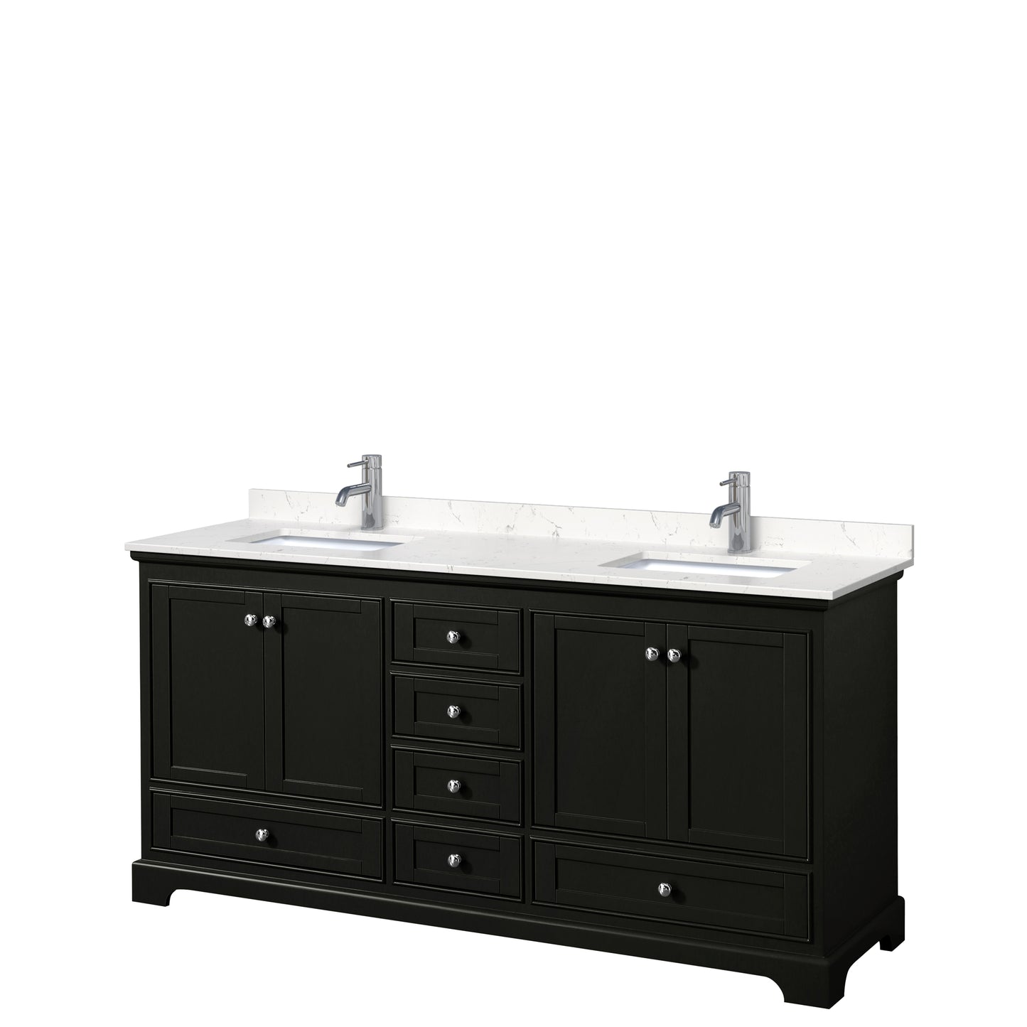Deborah 72" Double Vanity in Dark Espresso, Carrara Cultured Marble Top, Sinks
