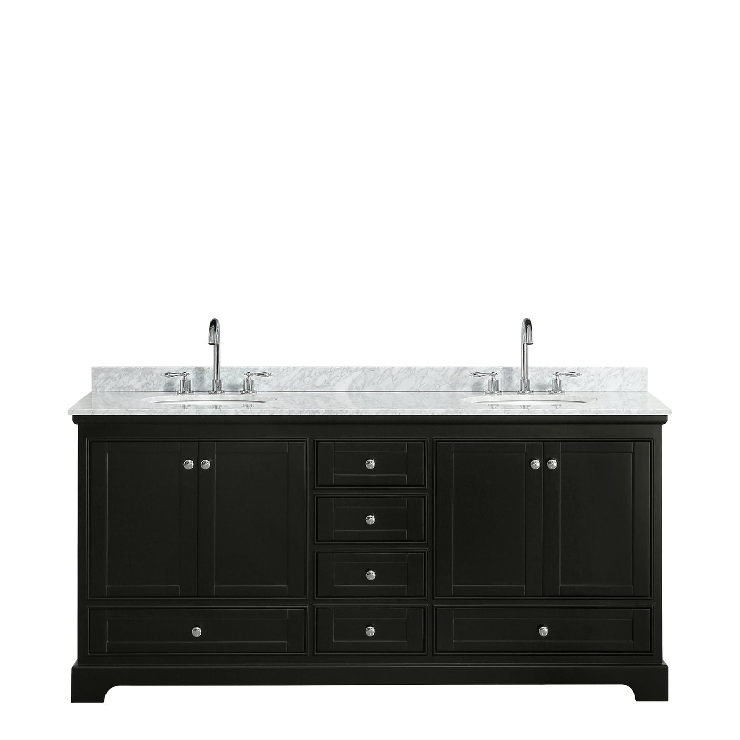 Deborah 72" Double Vanity in Dark Espresso, Top, Oval Sinks, No Mirrors