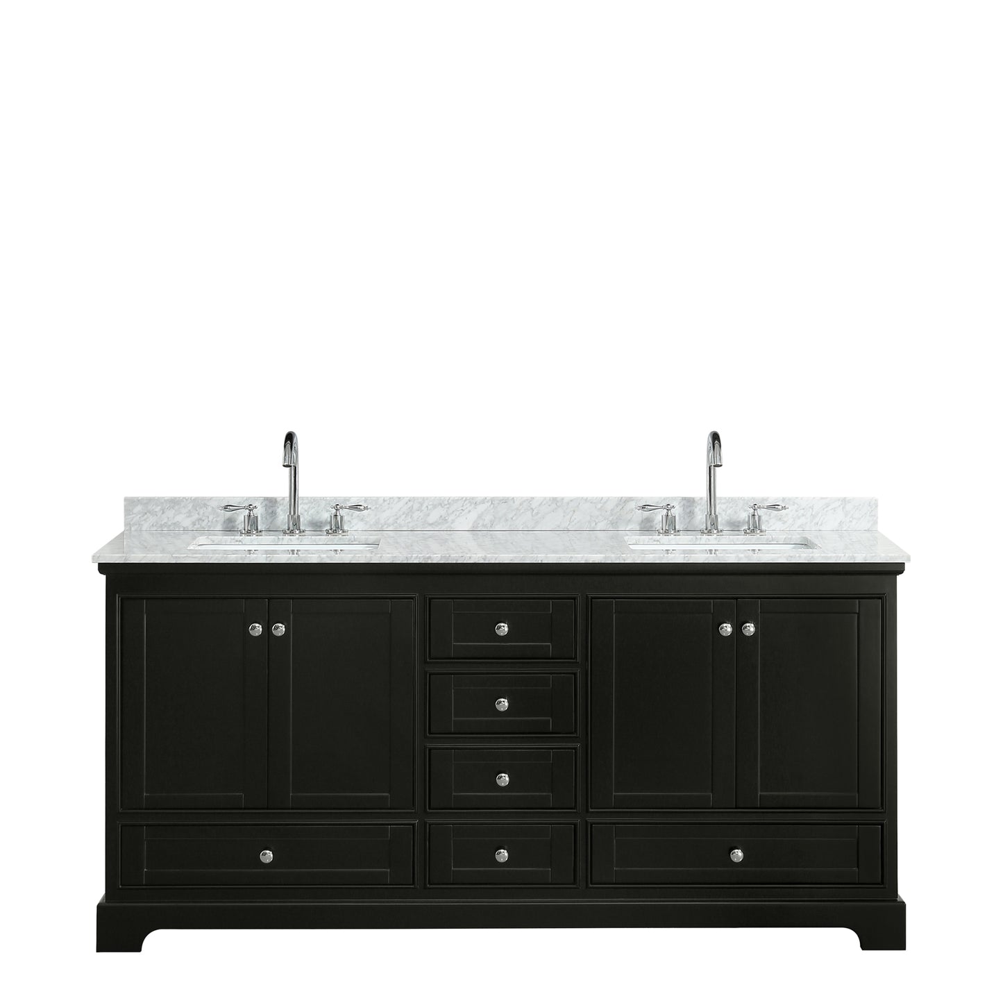 Deborah 72" Double Vanity in Dark Espresso, Top, Square Sinks, No Mirrors