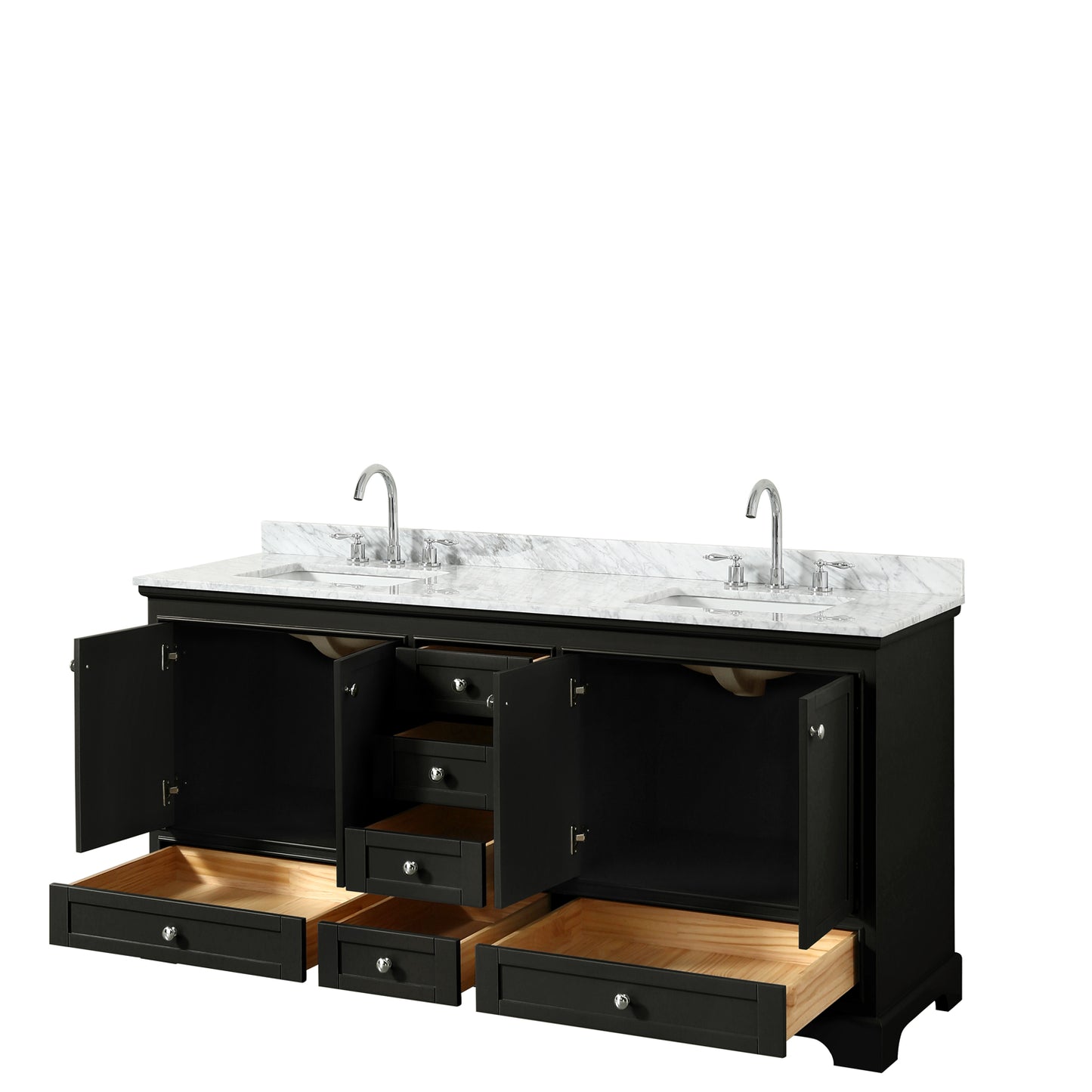 Deborah 72" Double Vanity in Dark Espresso, Top, Square Sinks, No Mirrors