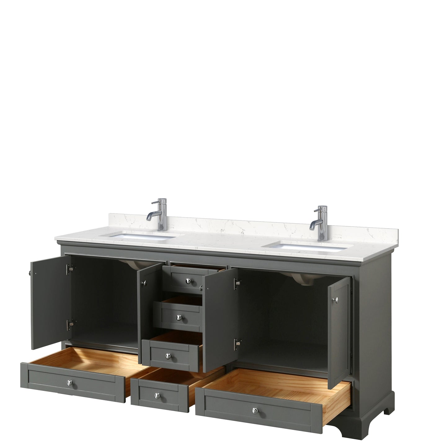 Deborah 72" Double Vanity in Dark Gray, Carrara Cultured Marble Top, Sinks