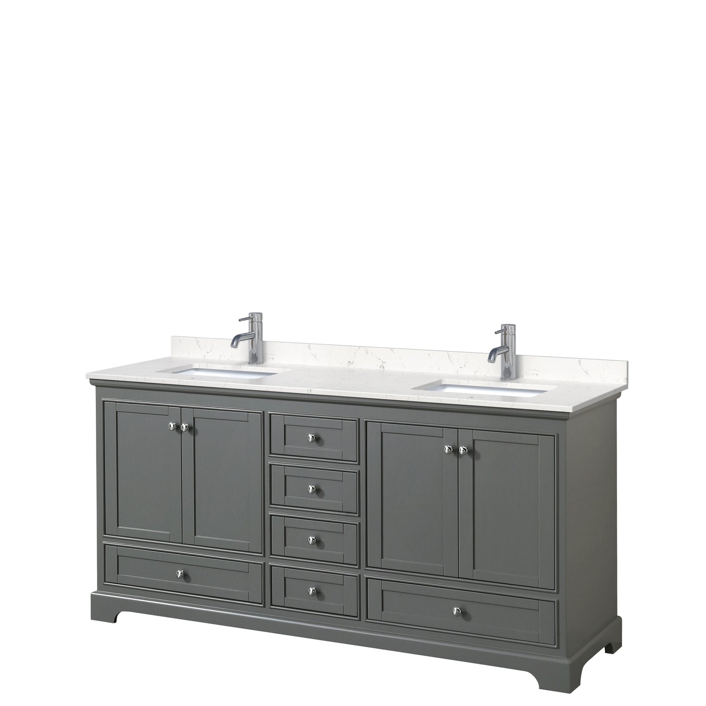 Deborah 72" Double Vanity in Dark Gray, Carrara Cultured Marble Top, Sinks