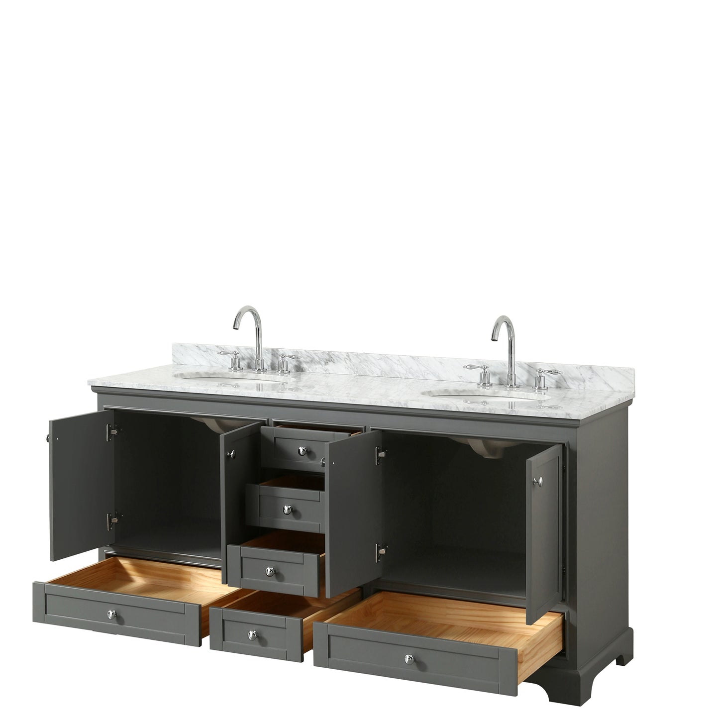 Deborah 72" Double Vanity in Dark Gray, Top, Oval Sinks, No Mirrors