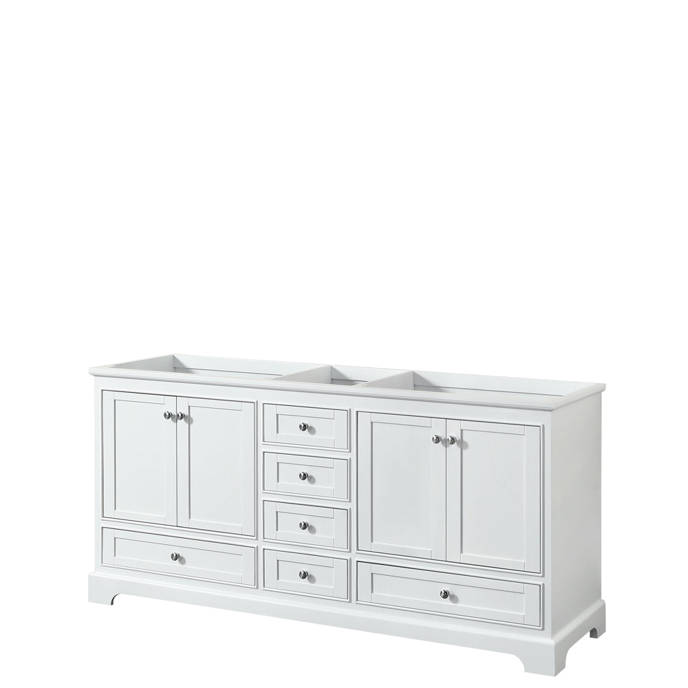 Deborah 72" Double Vanity in White, No Top, No Sinks, No Mirrors