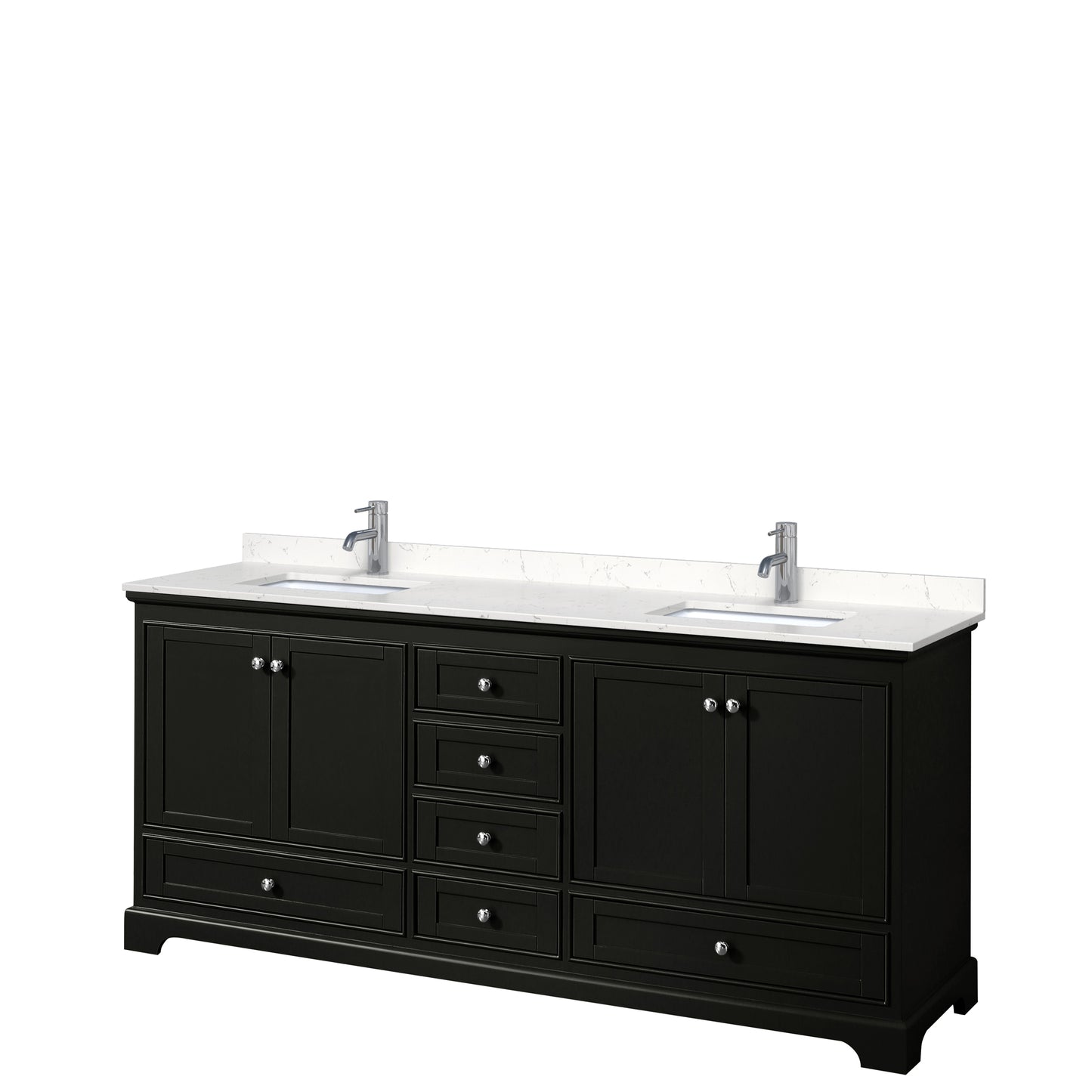 Deborah 80" Double Vanity in Dark Espresso, Carrara Cultured Marble Top, Sinks
