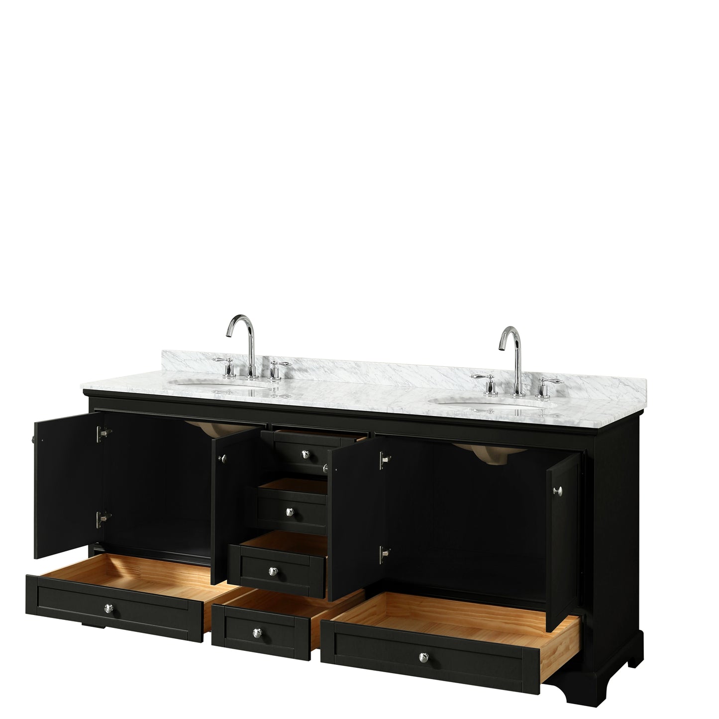 Deborah 80" Double Vanity in Dark Espresso, Top, Oval Sinks, No Mirrors