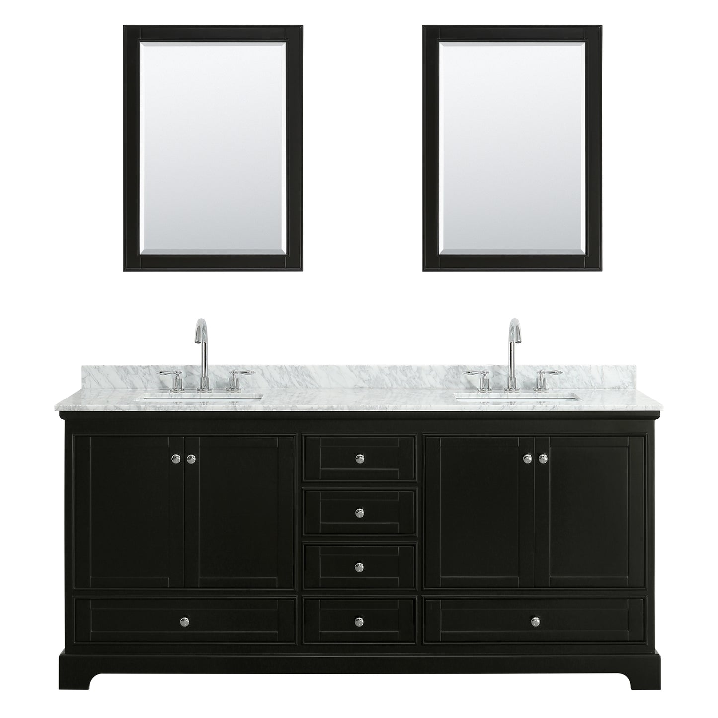 Deborah 80" Double Vanity in Dark Espresso, Top, Square Sinks, Medicine Cabinets