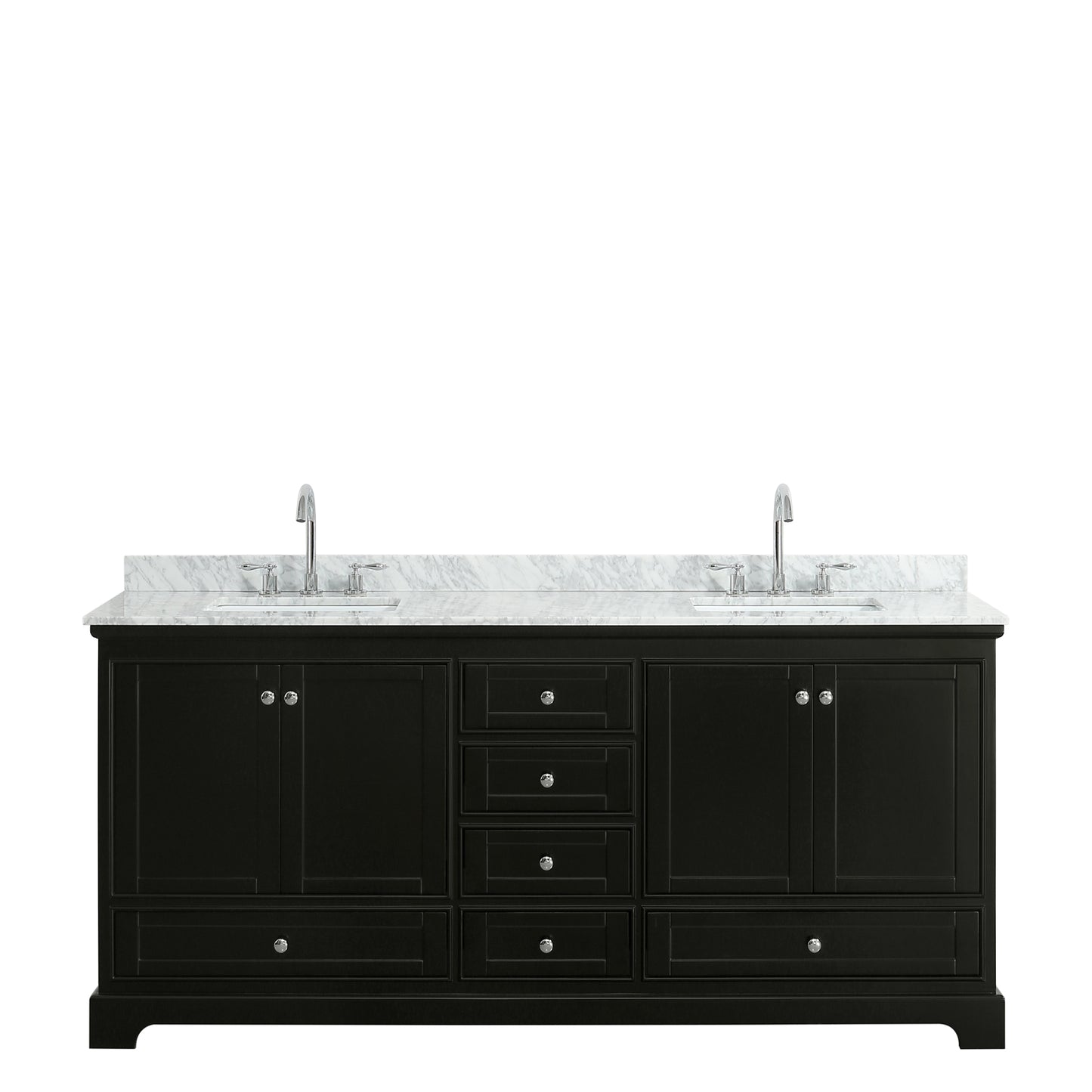 Deborah 80" Double Vanity in Dark Espresso, Top, Square Sinks, No Mirrors