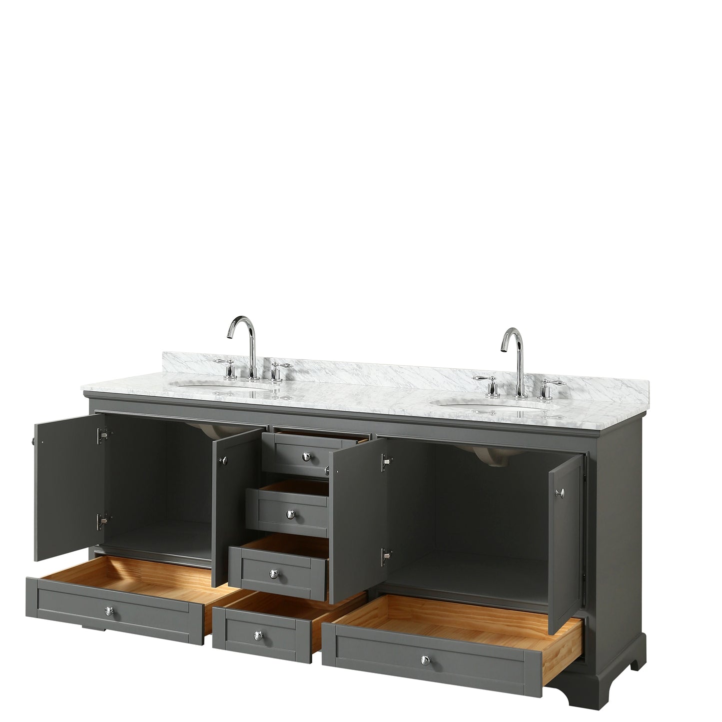 Deborah 80" Double Vanity in Dark Gray, Top, Oval Sinks, No Mirrors