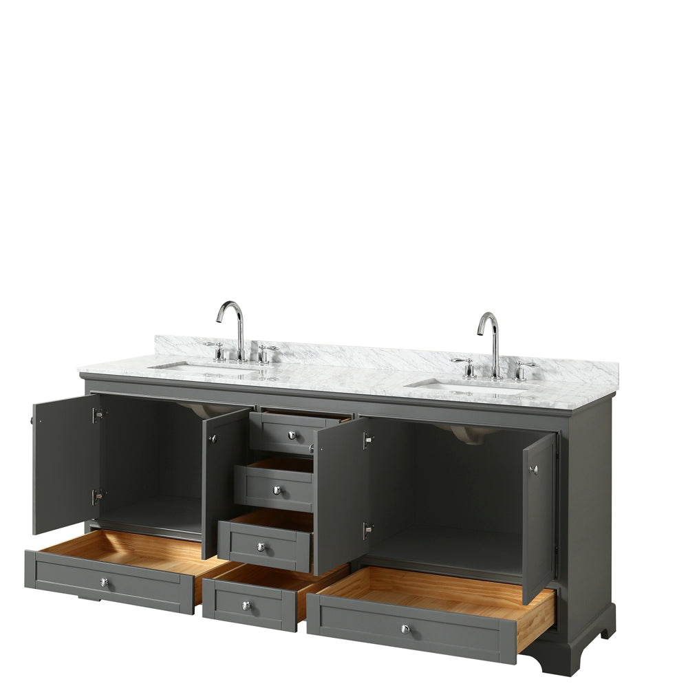 Deborah 80" Double Vanity in Dark Gray, Top, Square Sinks, No Mirror