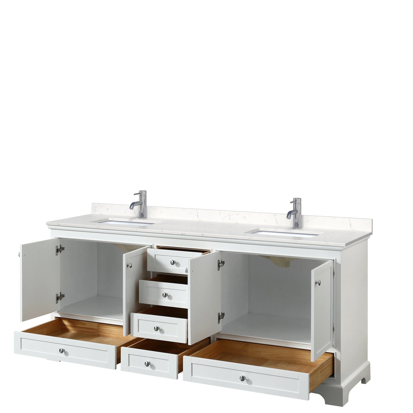 Deborah 80" Double Vanity in White, Carrara Cultured Marble Top, Sinks