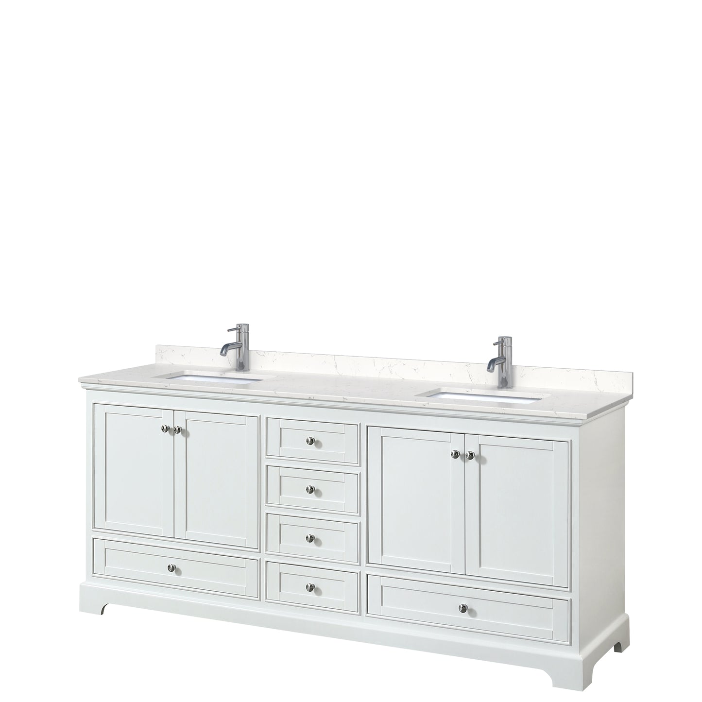 Deborah 80" Double Vanity in White, Carrara Cultured Marble Top, Sinks