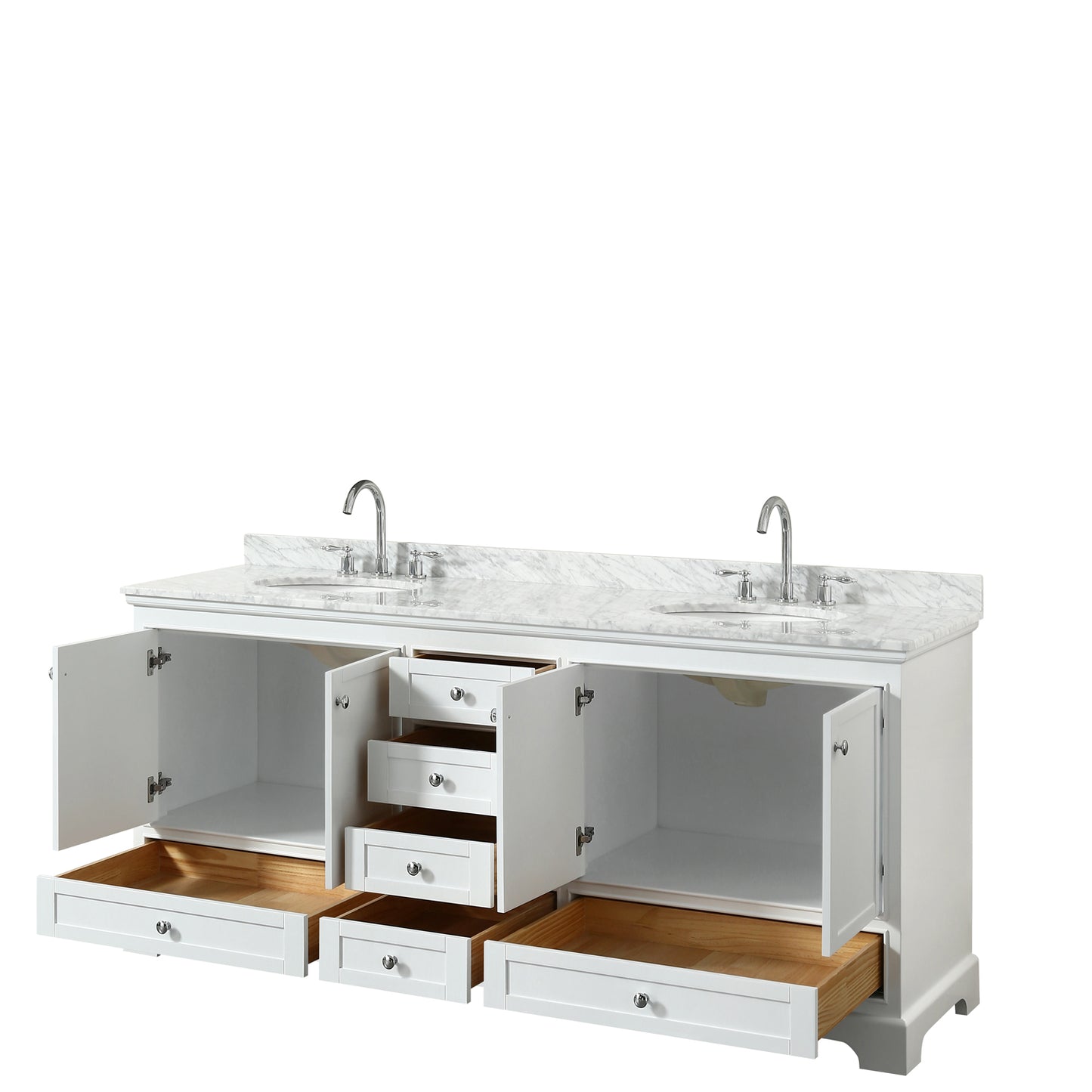 Deborah 80" Double Vanity in White, Top, Oval Sinks, No Mirrors