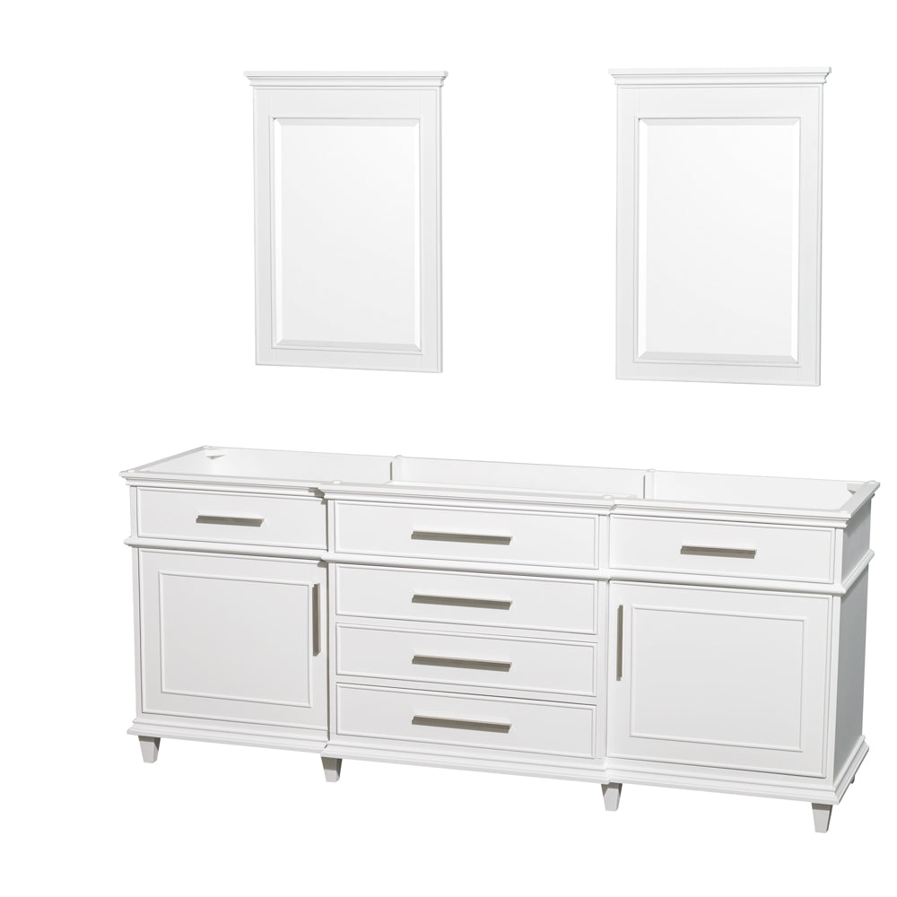 Berkeley 80" Double Vanity, No Top, No Sinks, 24" Mirrors