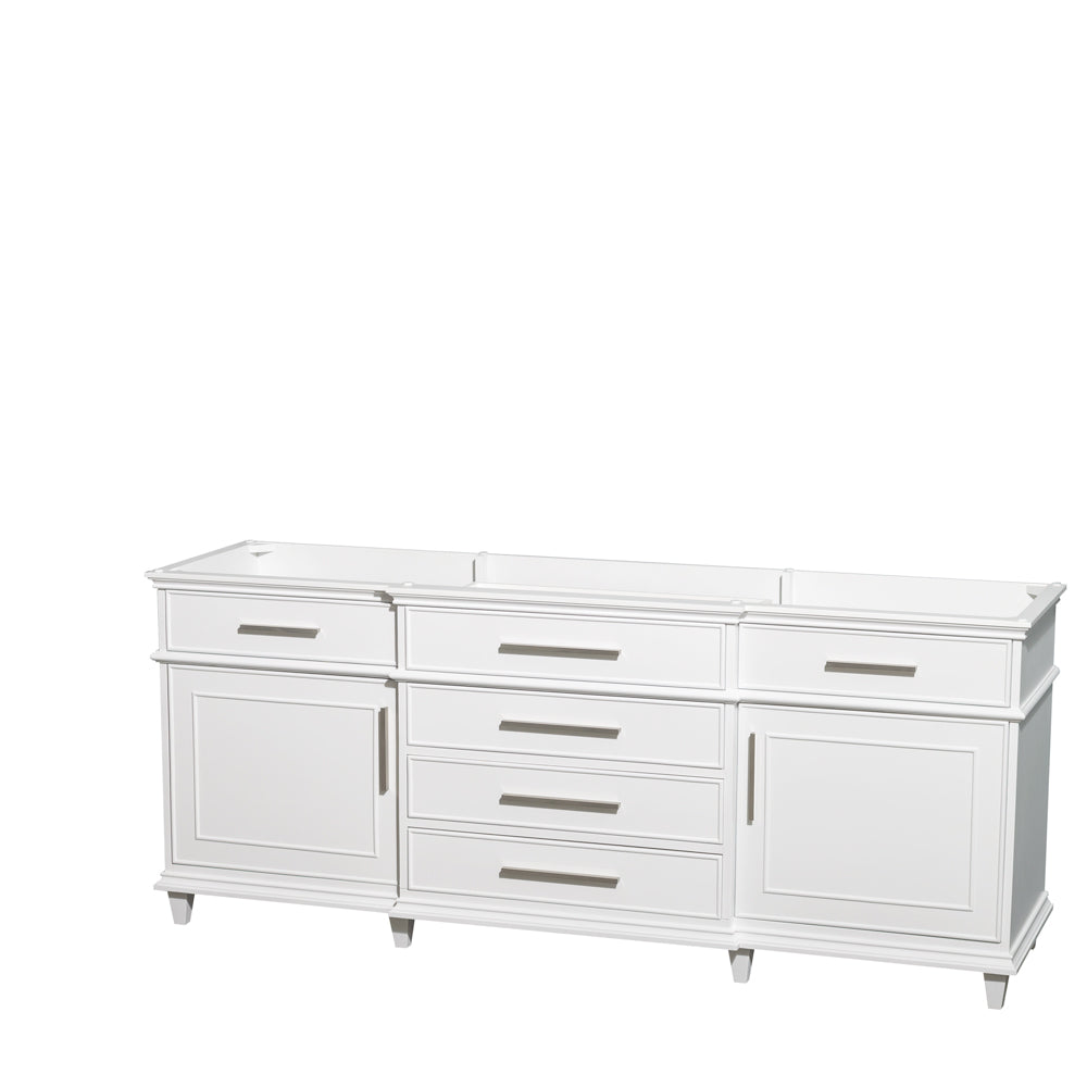 Berkeley 80" Double Vanity in White, No Top, No Sinks, No Mirror