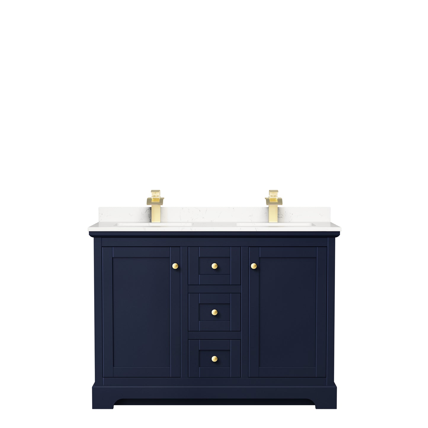 Avery 48" Double Vanity in Dark Blue, Carrara Cultured Marble Top, Sinks
