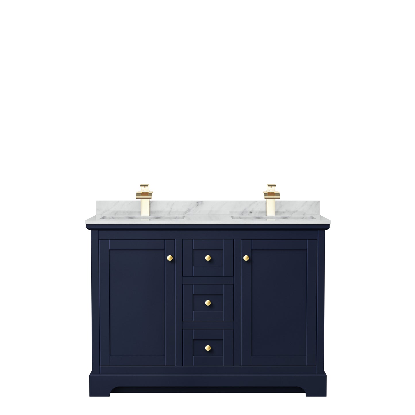 Avery 48" Double Vanity in Dark Blue, Top, Square Sinks, No Mirror