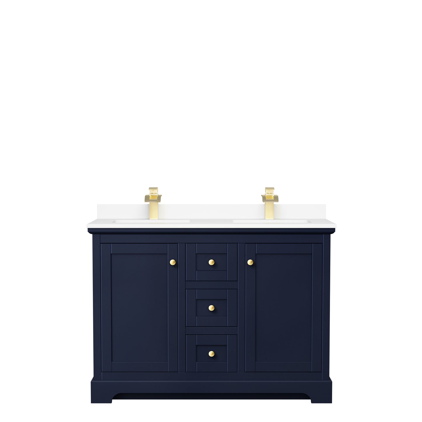 Avery 48" Double Vanity in Dark Blue, White Cultured Marble Top, Sinks