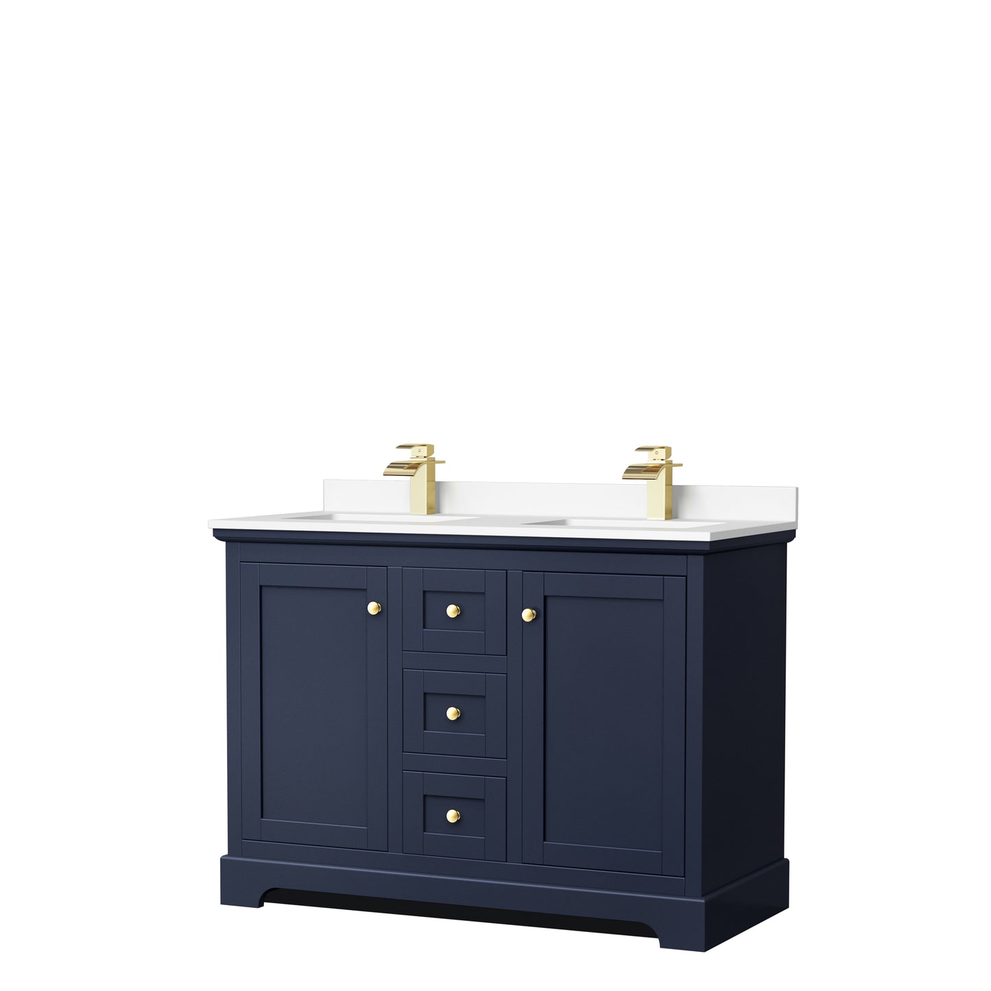 Avery 48" Double Vanity in Dark Blue, White Cultured Marble Top, Sinks
