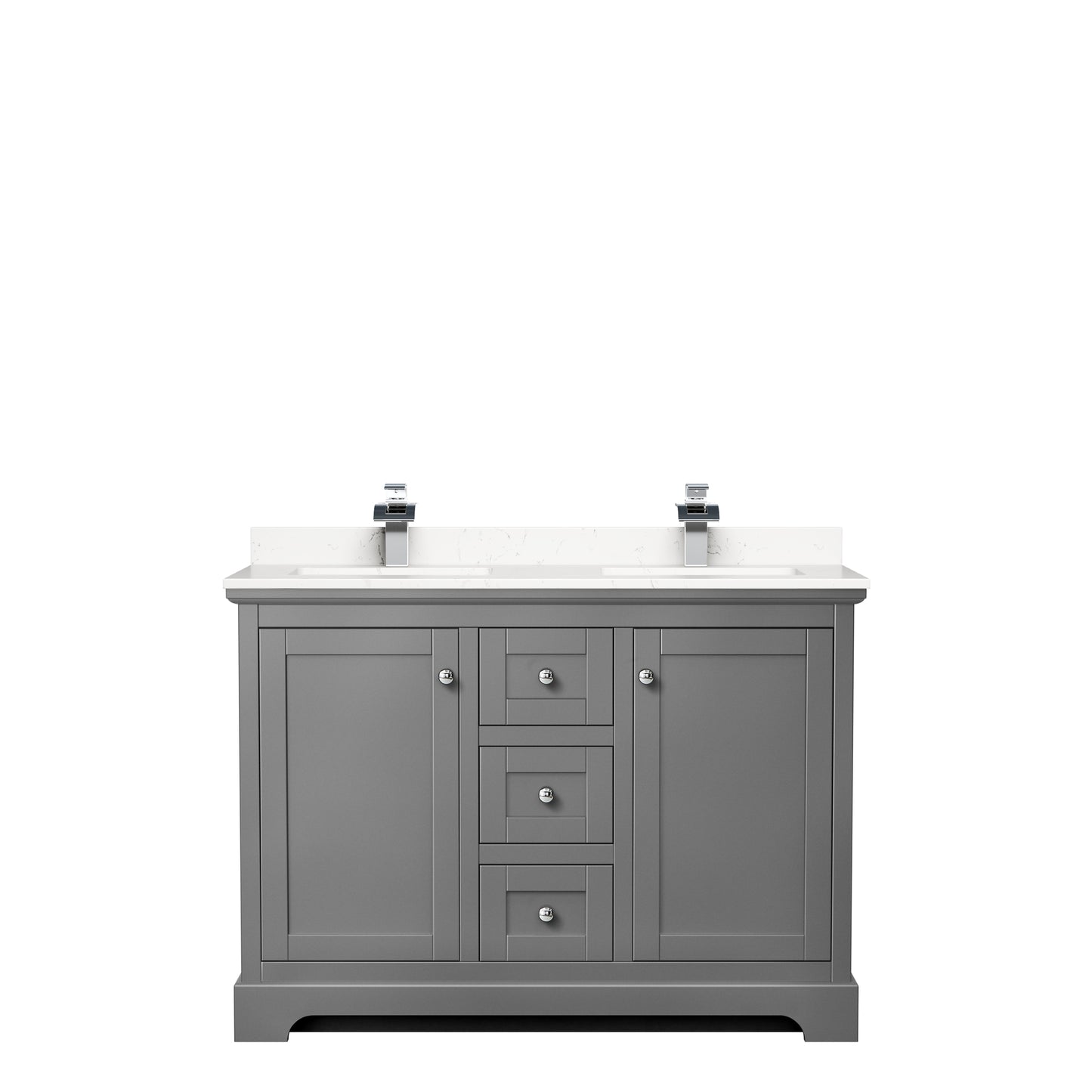 Avery 48" Double Vanity in Dark Gray, Carrara Cultured Marble Top, Sinks