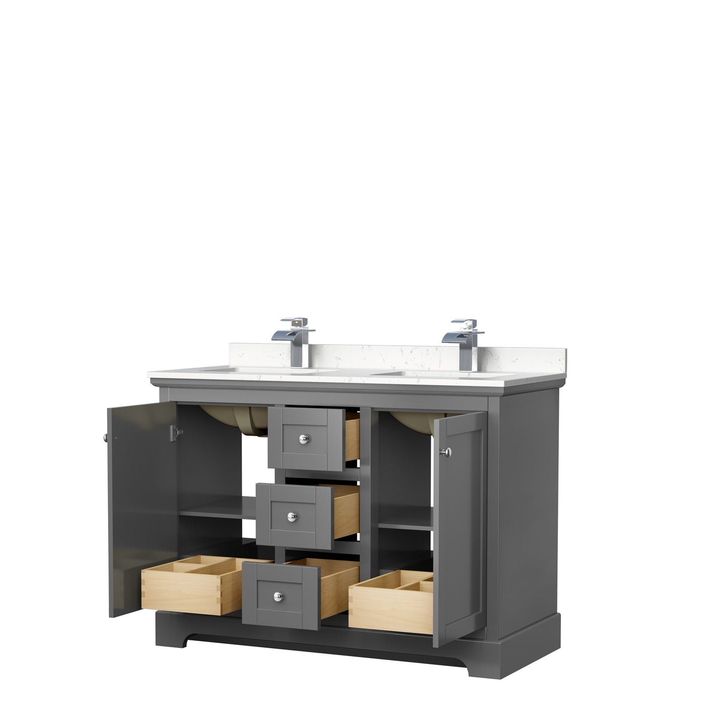 Avery 48" Double Vanity in Dark Gray, Carrara Cultured Marble Top, Sinks