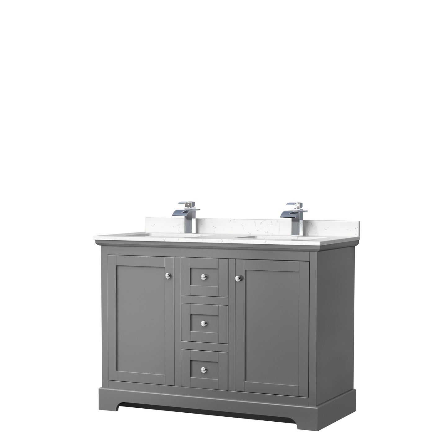Avery 48" Double Vanity in Dark Gray, Carrara Cultured Marble Top, Sinks