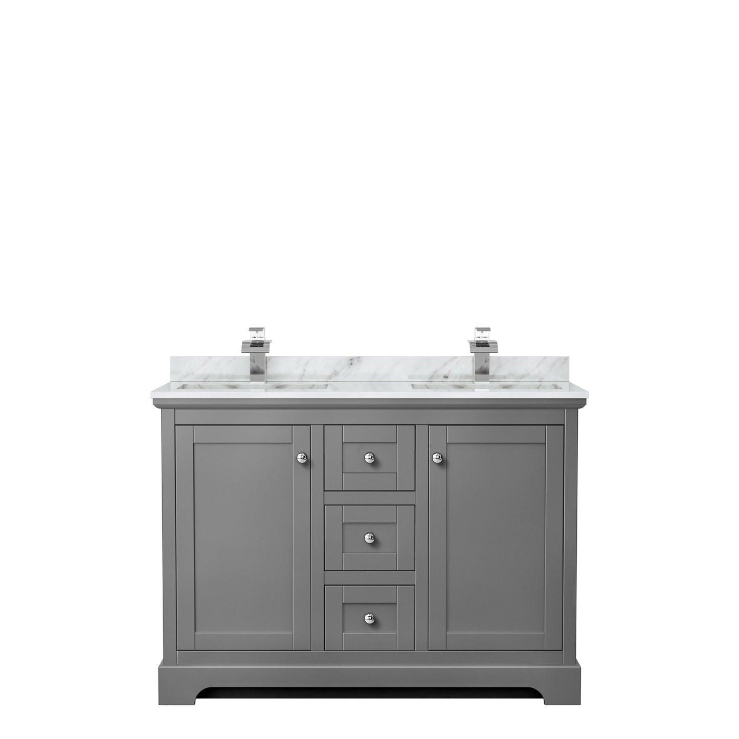 Avery 48" Double Vanity in Dark Gray, Top, Square Sinks, No Mirror