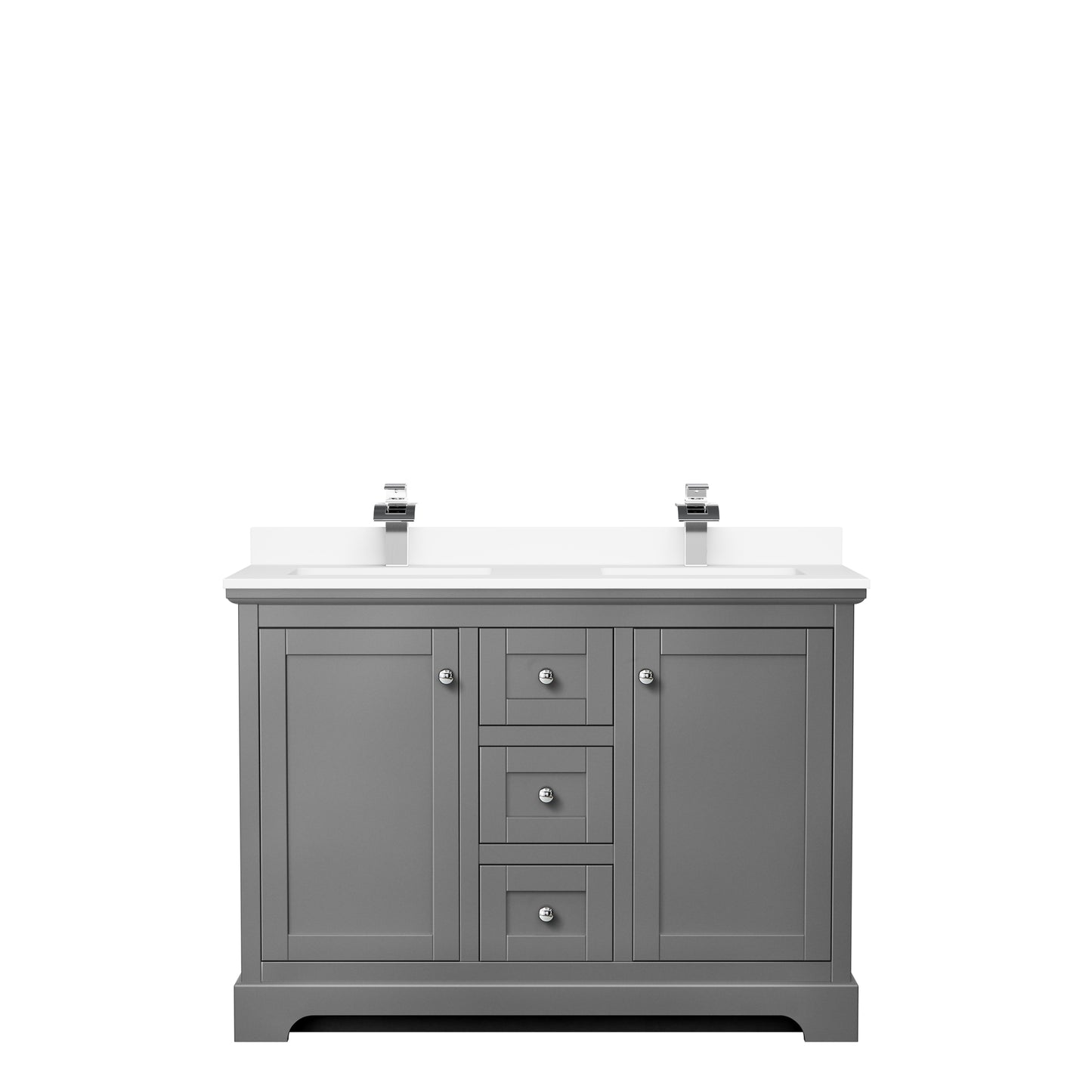 Avery 48" Double Vanity in Dark Gray, White Cultured Marble Top, Sinks