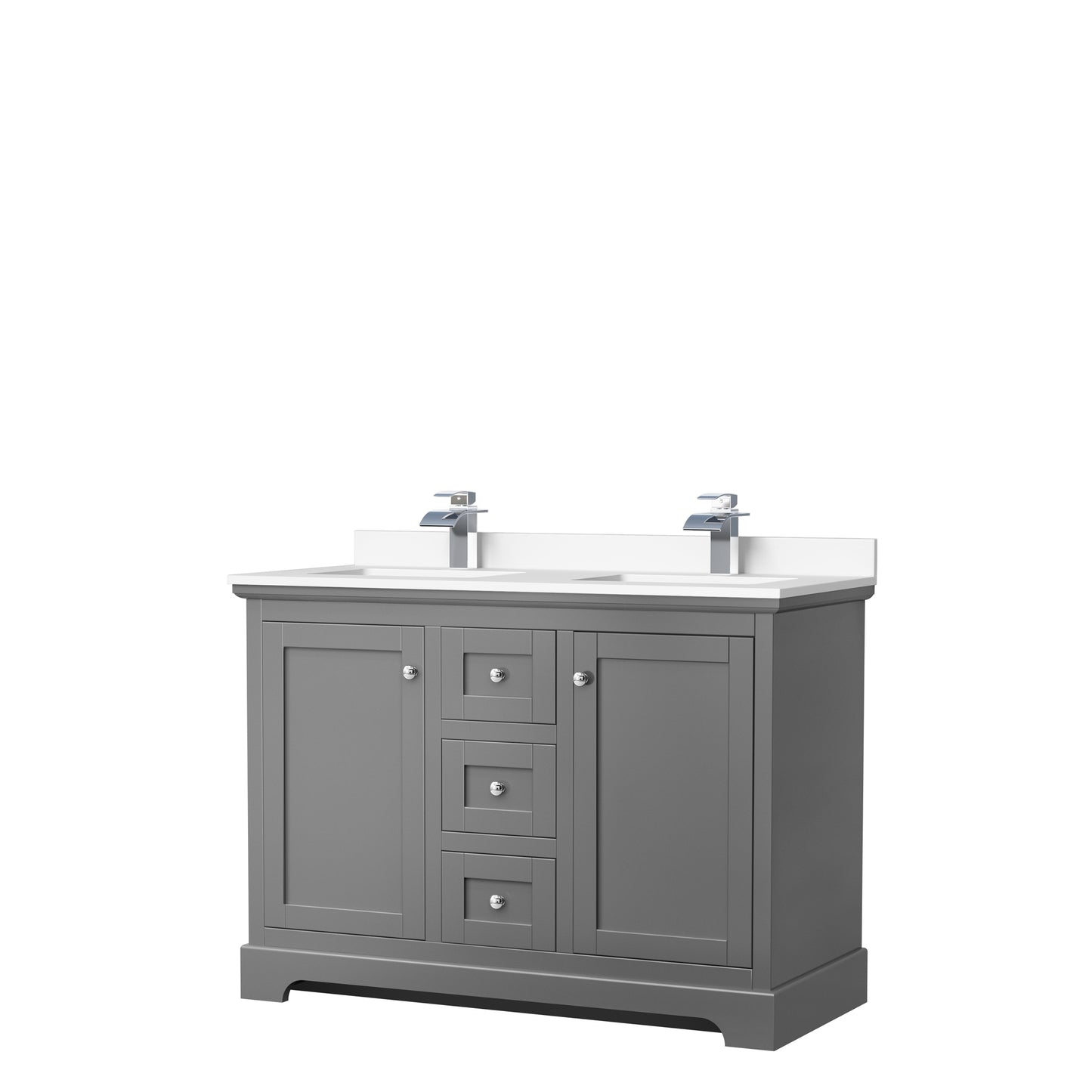 Avery 48" Double Vanity in Dark Gray, White Cultured Marble Top, Sinks