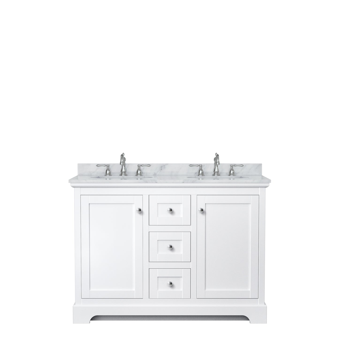 Avery 48" Double Vanity in White, Top, Oval Sinks, No Mirror