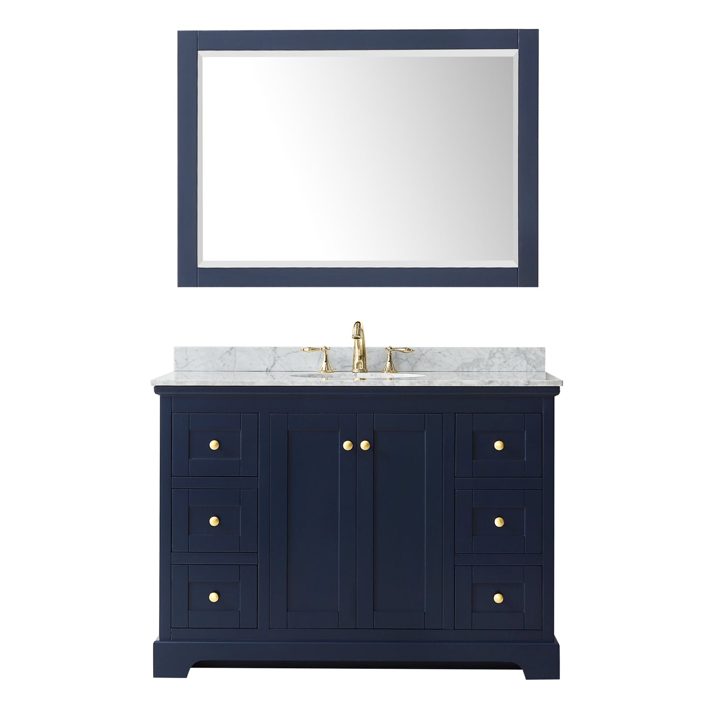 Avery 48" Single Vanity in Dark Blue, Top, Oval Sink, 46" Mirror