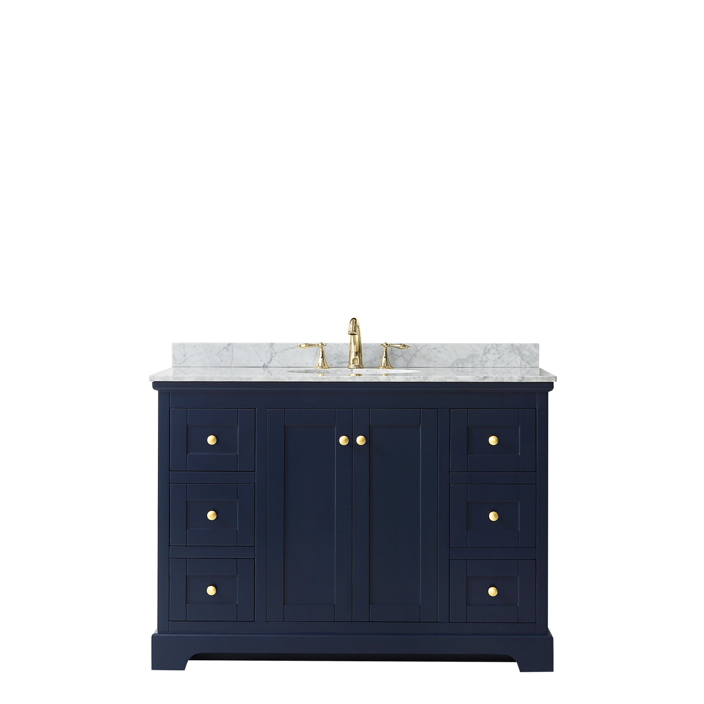 Avery 48" Single Vanity in Dark Blue, Top, Oval Sink, No Mirror