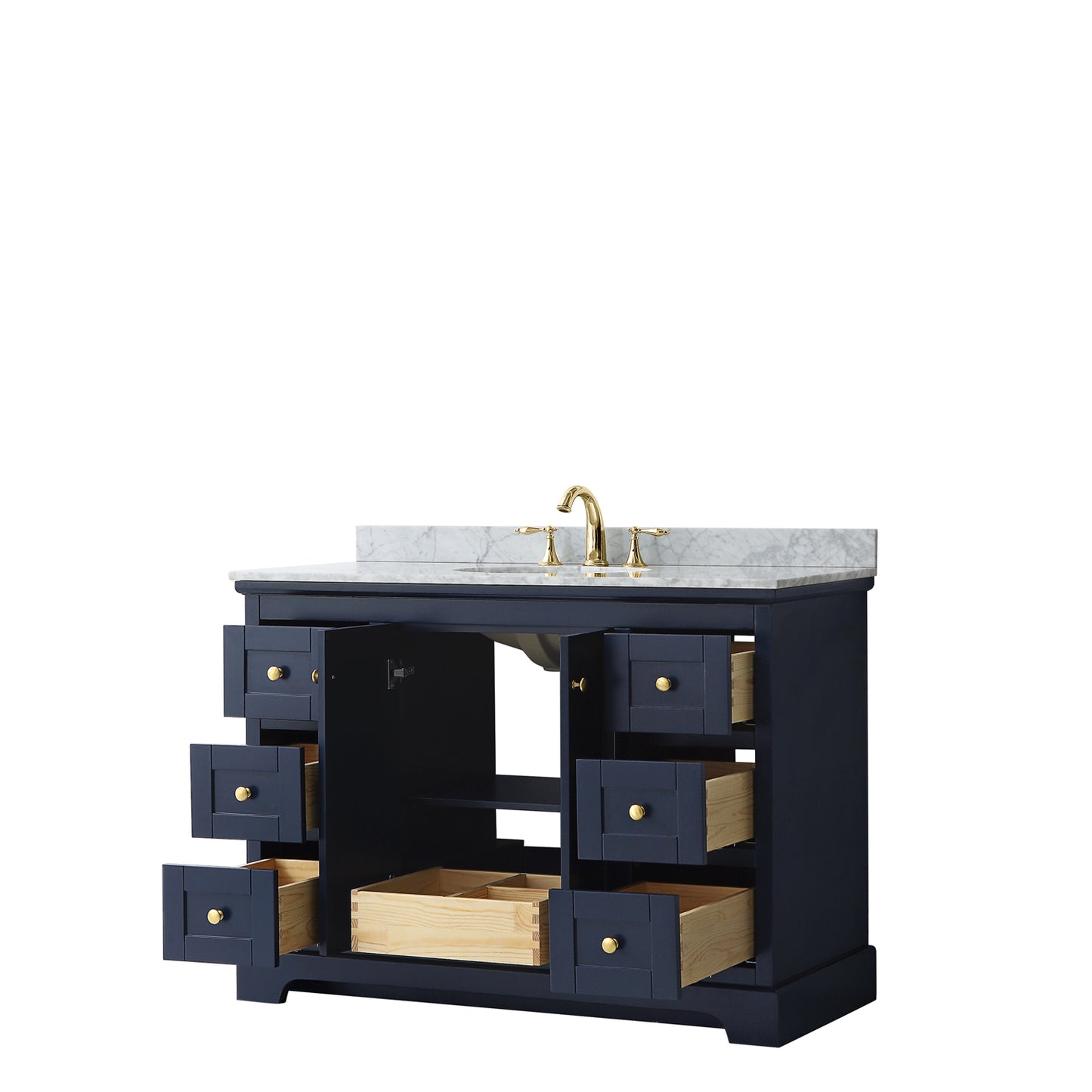Avery 48" Single Vanity in Dark Blue, Top, Oval Sink, No Mirror