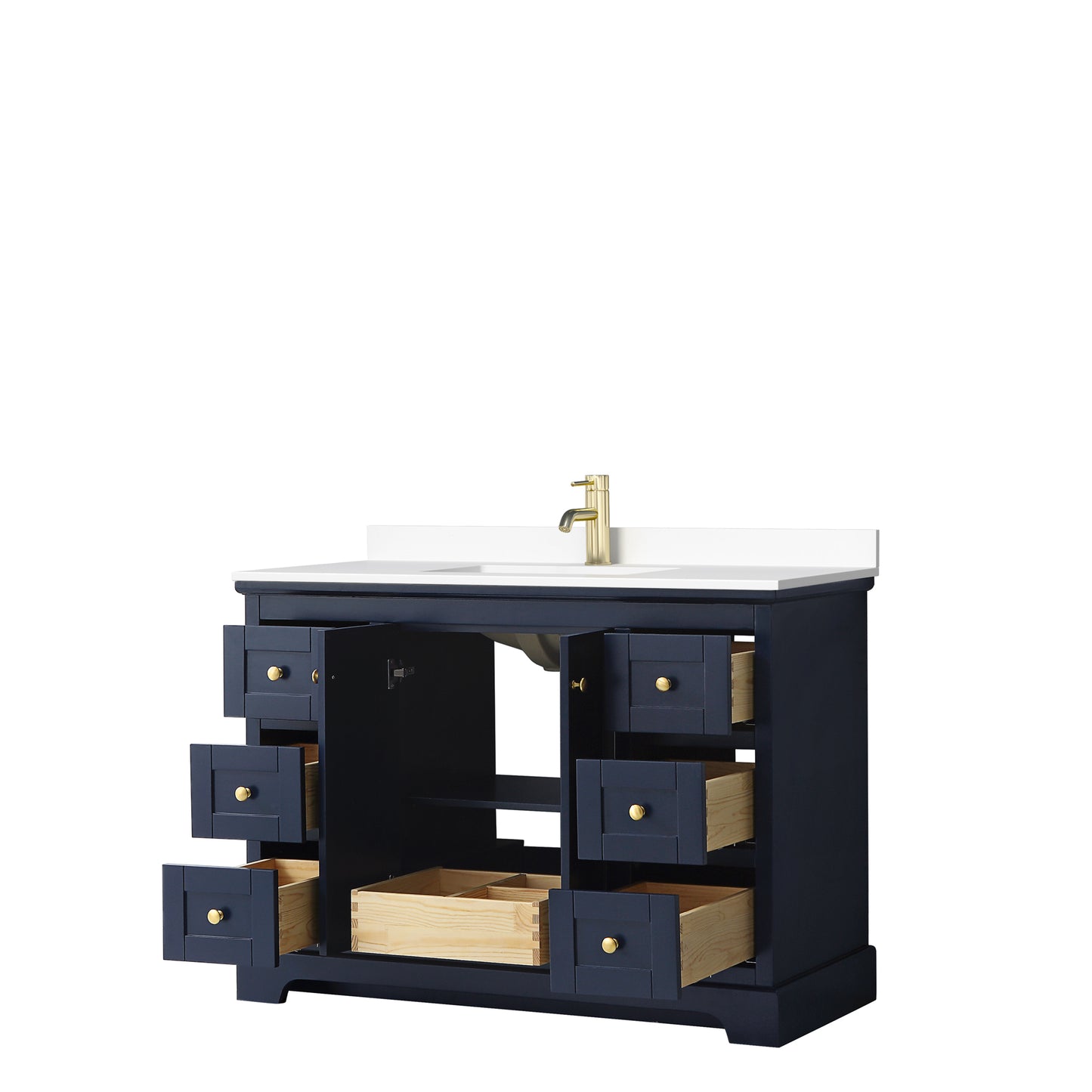 Avery 48" Single Vanity in Dark Blue, White Cultured Marble Top, Sink